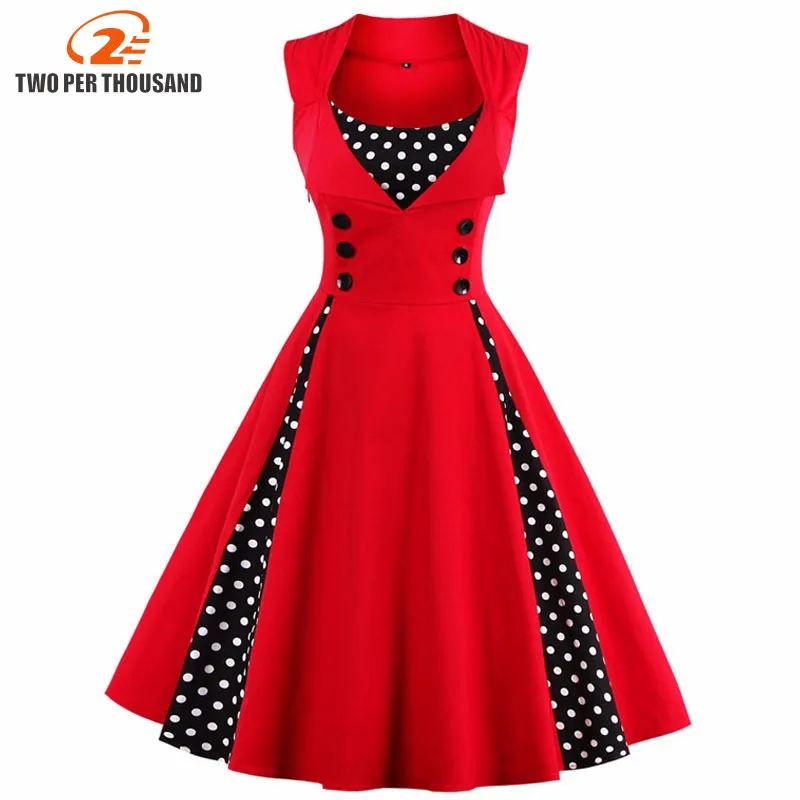 S-5XL Plus Größe Frauen Robe Pin Up Kleid Retro Vintage 50er 60er Rockabilly Dot Swing Sommer weibliche Kleider elegante Tunika Vestido
