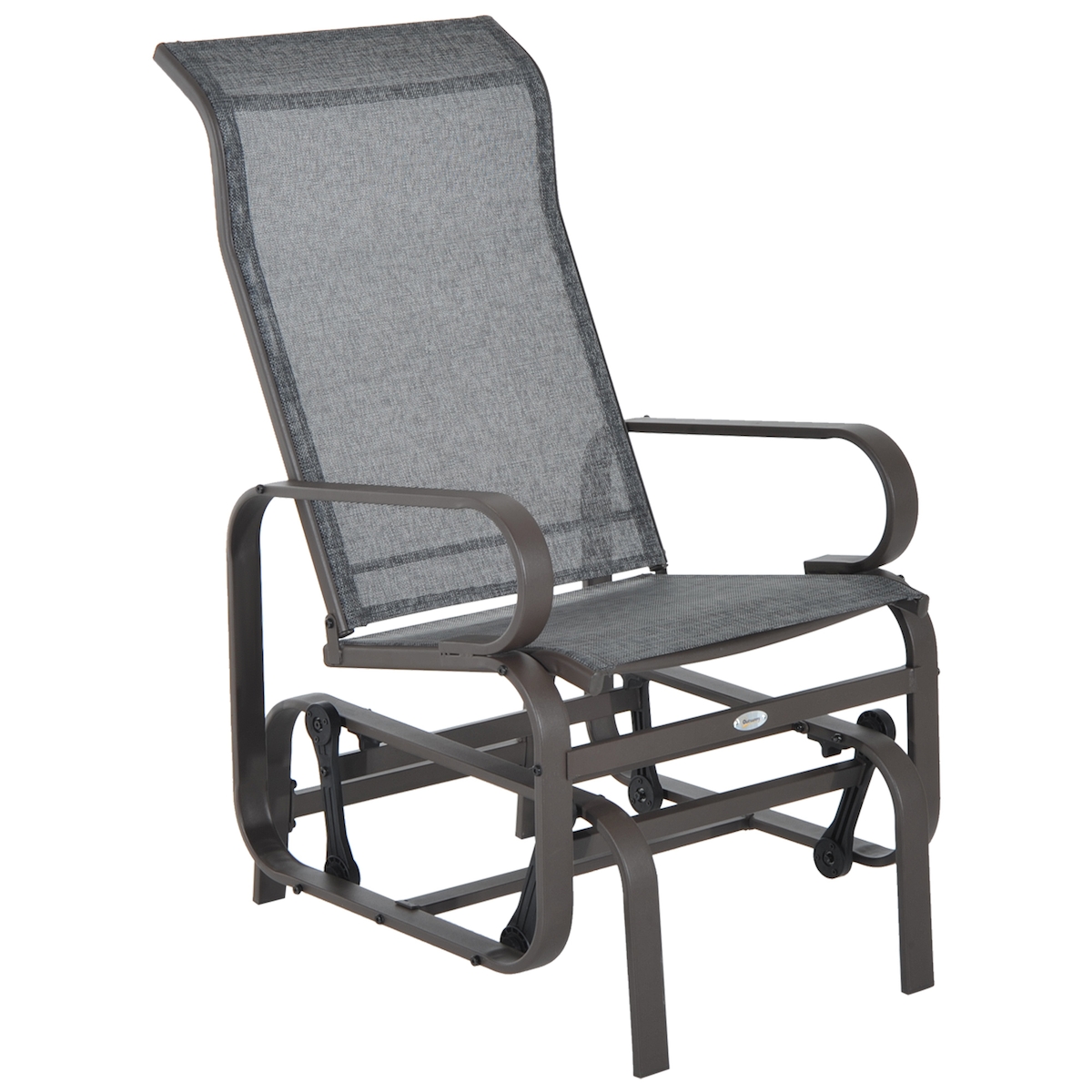 STILVORA Garten-Schaukelstuhl Metall hellbraun mit Mesh-Gewebe, UV-beständig Image