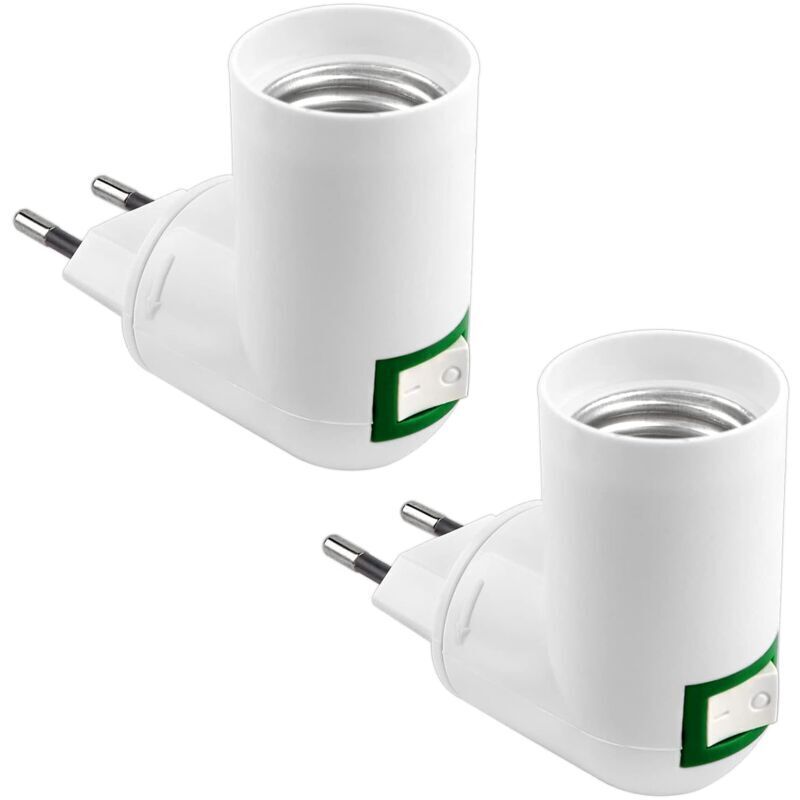 Portalampada E27 Con Interruttore Wireless Per Lampada Da Parete, Ac 230v, Portalampada A Led, Adattatore E27 Per Lampada Da Comodino, Faretto E27, Confezione Da 2 (lampadine Non Incluse)