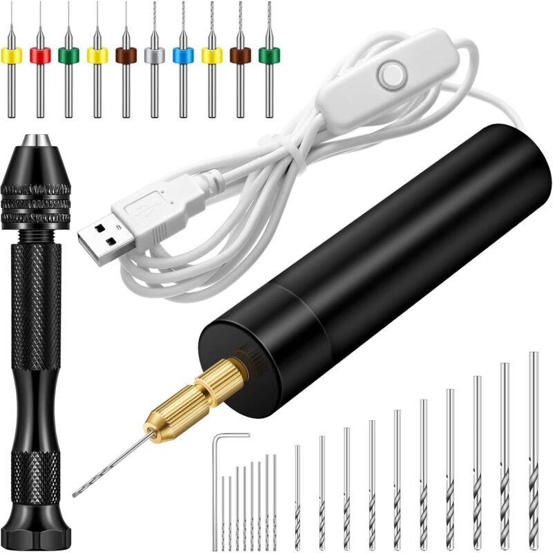 Kit Trapano Manuale Elettrico Per Stampi Per Colata In Resina, Trapano Elettrico Con 8 Punte Da Trapano (0,8-1,2 Mm), Trapano Manuale Con Morsa A Perno Con 10 Mini Punte Da Trapano (0,8-3,0 Mm), 10 Pu