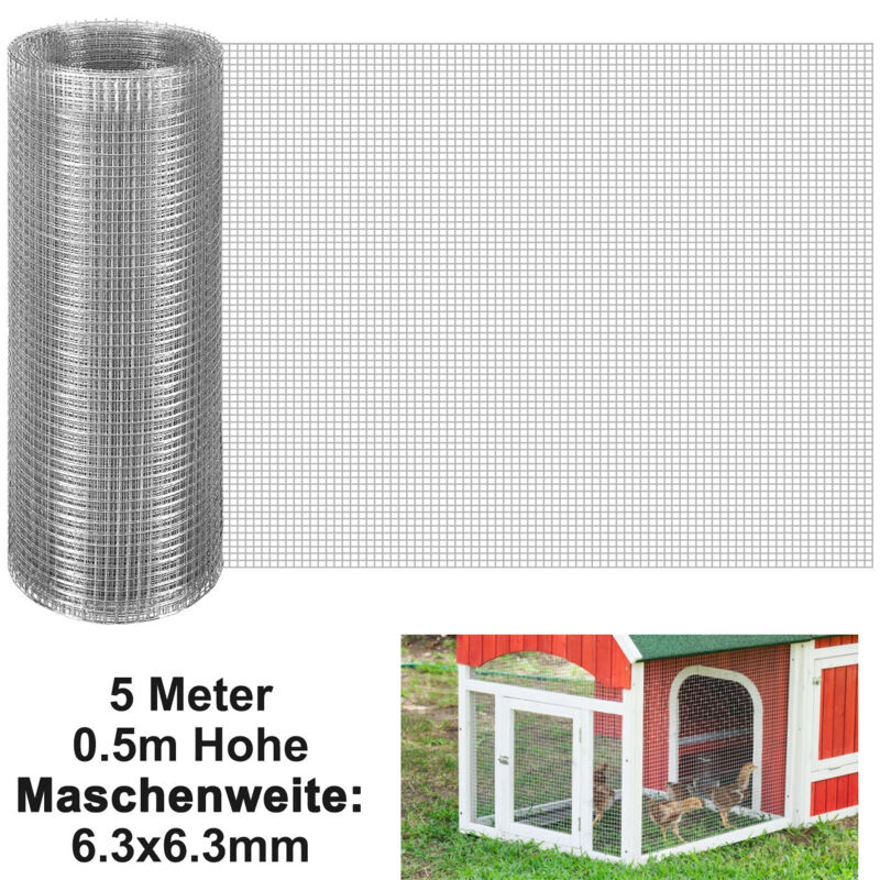 Tolletour Rete Metallica Per Voliera 6,3 Mm Recinzione In Rete Metallica 50 Cm X 5 M Zincata Rete Metallica Rete Metallica Per Uccelli Con Guanti
