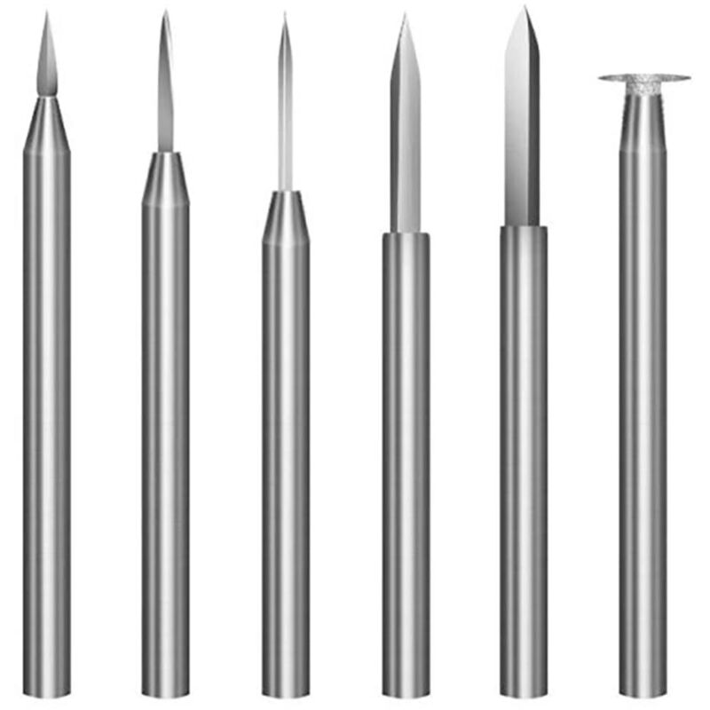Set Di 6 Punte Per Intaglio Del Legno Per Utensili Rotanti Dremel - Accessori Per Trapano Per Incisione - Utensile Per Levigatura Del Legno Con Gambo Da 3 Mm Per Intaglio, Foratura, Microintaglio