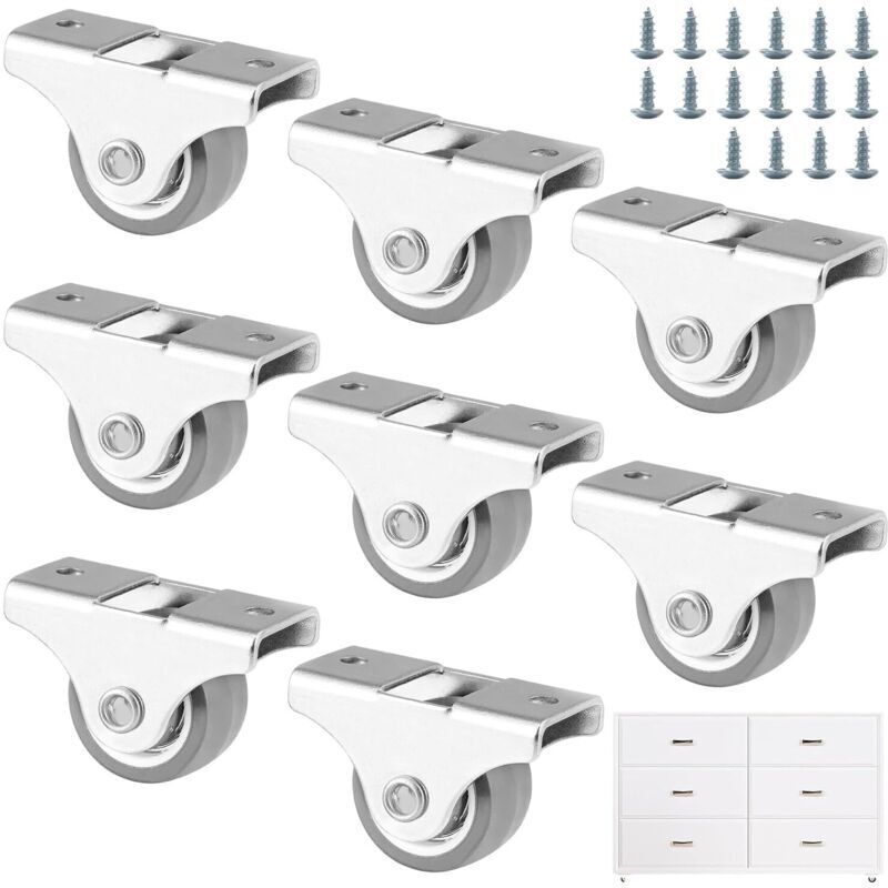 8 Rotelle Fisse Per Mobili, Piccole Rotelle In Gomma Da 25 Mm Con Viti, Mini Rotelle Per Mobili, Elettrodomestici E Attrezzature