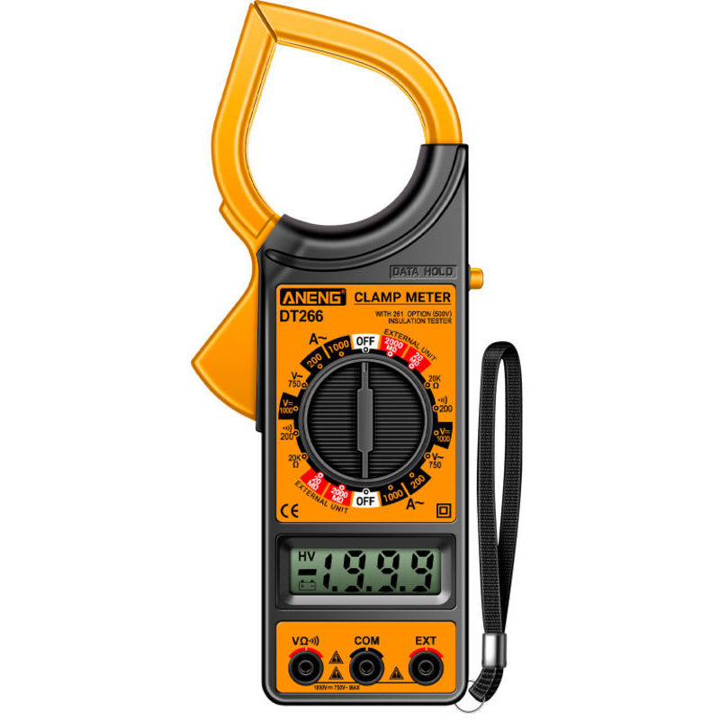 Pinza Amperometrica Digitale True Rms Dt266 Con Display Lcd, 1999 Conteggi, Tester Di Corrente E Tensione Ac/dc, Multimetro, Pinza Amperometrica Con Schermo Lcd