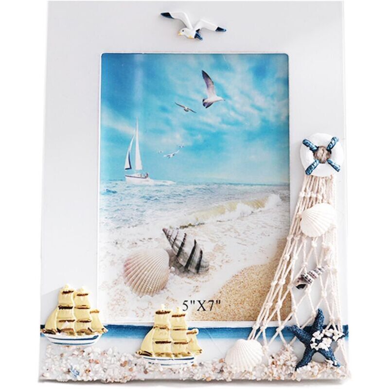Cornice Decorativa In Legno, 15 Cm, 1 Pezzo, Cornice Portafoto Da Tavolo, Verticale, Nautica, Conchiglie Di Barche A Vela, Vintage, Per La Decorazione Della Tavola Di Casa O Dell'ufficio.