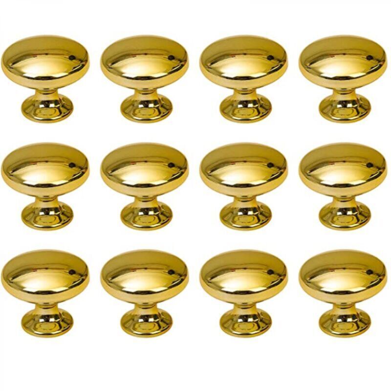 Pomelli Rotondi Per Porte, Pomelli Per Cassetti Da 30 Mm, Maniglie Per Cassetti Con Viti Per Armadi, Scrivanie, Comodini, Librerie, Mobili, 12 Pezzi Oro