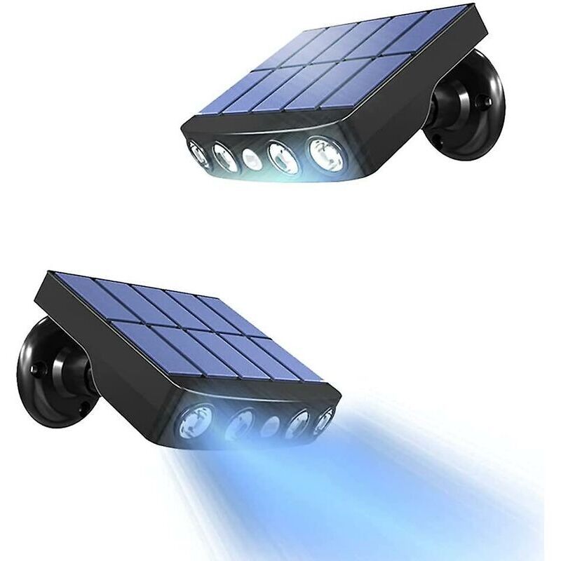 Luce Solare Da Esterno, [2 Pezzi] Luce Solare Da Esterno Con Sensore Di Movimento, Faretto Solare Da Esterno A 360° [1200 Mah] Lanterna Da Giardino Solare Da Esterno Impermeabile (nera) [classe Energe