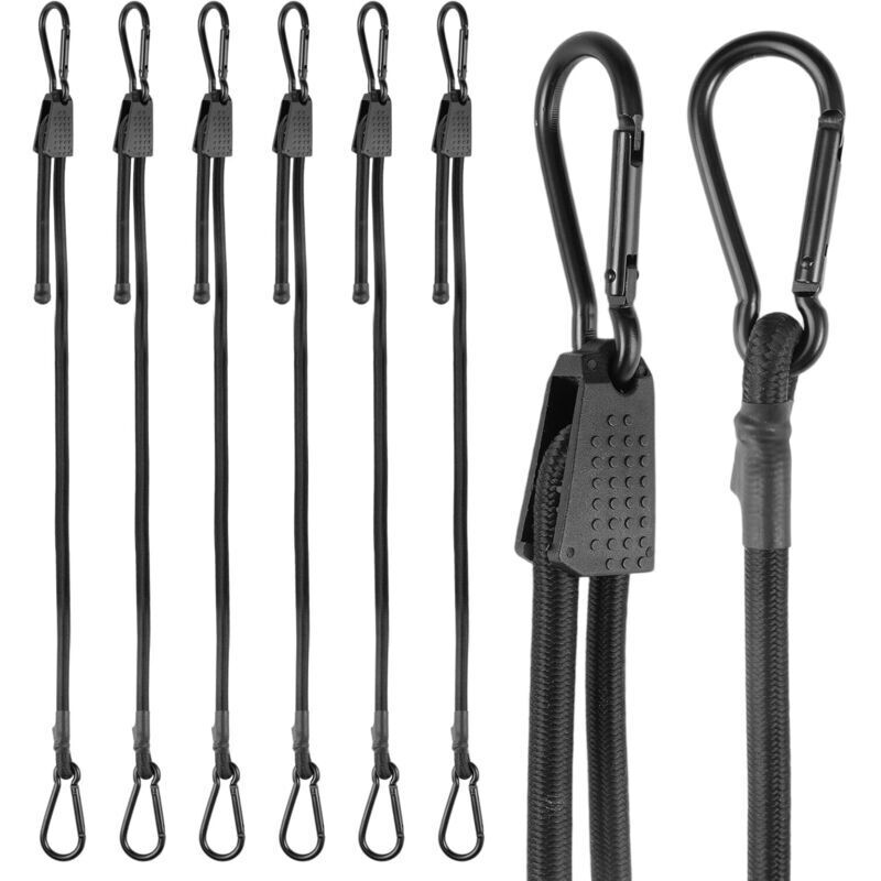 Set Di 6 Corde Elastiche Con Moschettone Regolabile, Lunghezza 100 Cm, Elasticità 2,5 Volte Superiore, Corde Elastiche Regolabili Con Moschettone Per Il Trasporto Di Bagagli E Tende Da Sole.