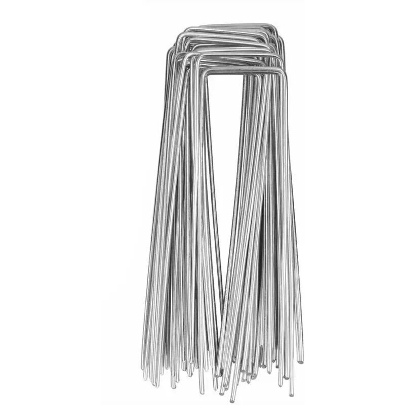 Confezione Da 50 Picchetti Da Giardino, Picchetti Per Tende, Ancoraggi A Terra, Spessore 3 Mm, Lunghezza 15 Cm, In Acciaio, Argento