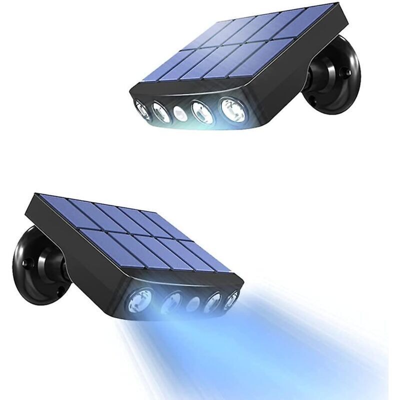 Luce Solare Da Esterno, [2 Pezzi] Luce Solare Da Esterno Con Sensore Di Movimento, Faretto Solare Da Esterno A 360° [1200 Mah] Lanterna Da Giardino Solare Da Esterno Impermeabile (nera) [classe Energe