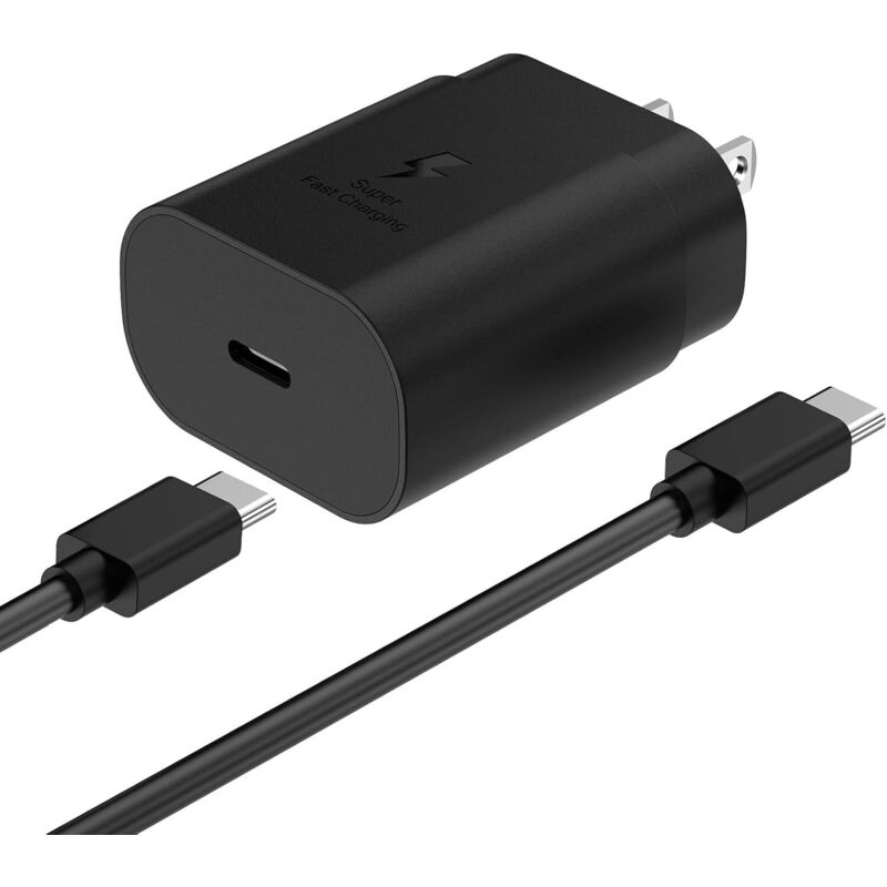 Caricabatterie Rapido Da 25 W Per Cavo Samsung Type-c Per Telefoni Samsung Galaxy S25 / S24 / S23 / S22 / S21 / S20 / Note 20 / Note 10 / Note 9 / Ultra / Galaxy Tab / S9 / S8 / Plus / Nero