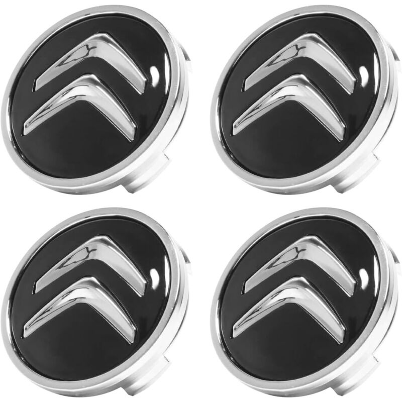 Set Di 4 Coprimozzi Per Ruote, Copricerchi Da 60 Mm Per Auto, Coprimozzi In Abs, Coprimozzi Centrali Per Ruote, Coprimozzi Compatibili Con Mozzi In Alluminio Citroën C1 C2 C3 C4 C5, Neri