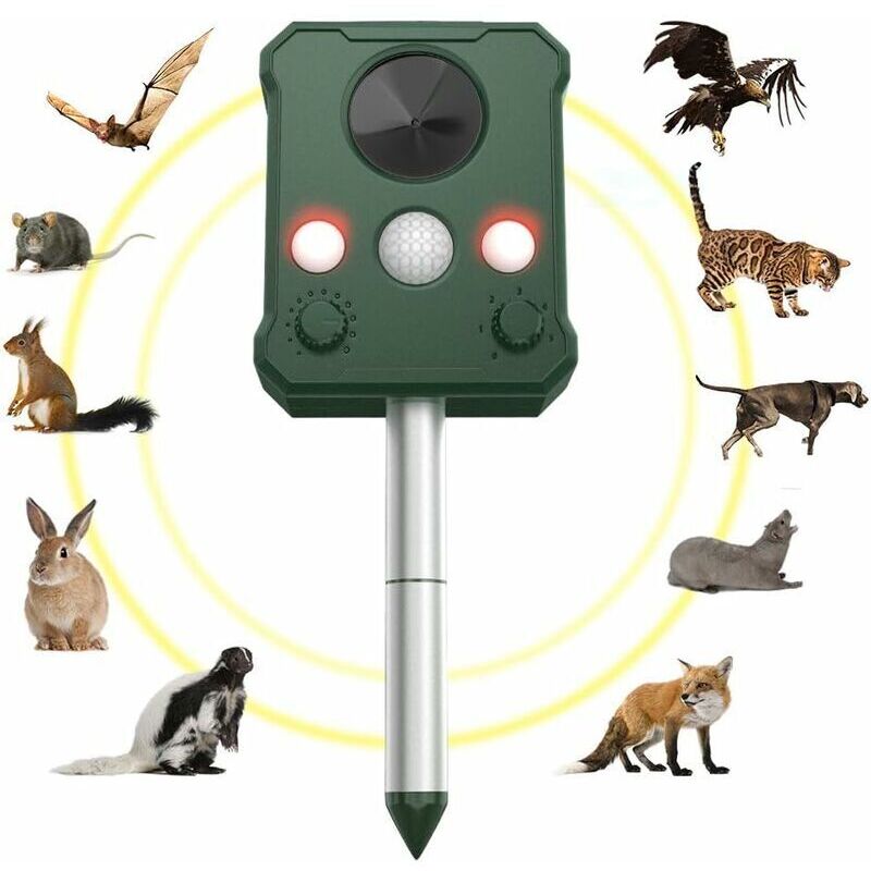 Repellente Per Gatti Da Esterno, Repellente Per Gatti A Ultrasuoni Ad Energia Solare, Repellente Per Gatti A Ultrasuoni, Ricarica Solare Usb, Per Gatti, Piccioni, Conigli, Uccelli, Volpi, Ecc., Verde
