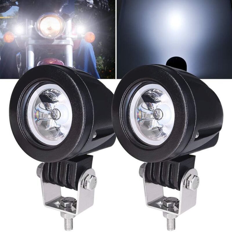 Confezione Da 2 Fari Fendinebbia A Led Bianchi Da 10 W Per Moto, Faro Ausiliario A Led Da 3 Pollici Per Moto, Fendinebbia Spot Impermeabile, Adatto Per Moto, Biciclette, Auto E Camion Da 12-24 V.