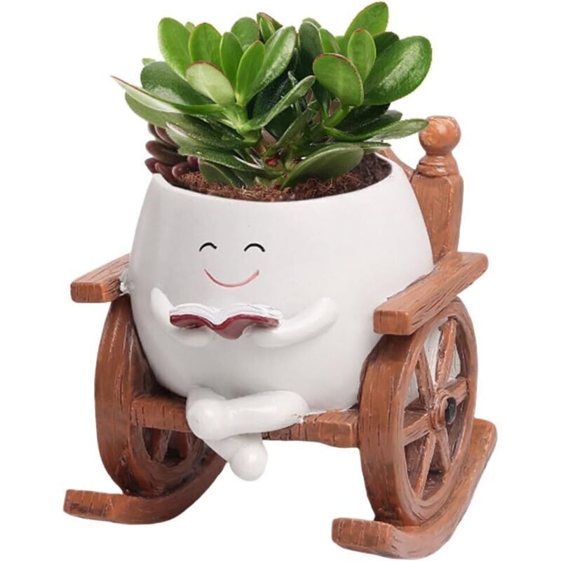 Vasi Da Fiori A Forma Di Faccina Dondolante, Vasi Da Fiori A Forma Di Faccina Sorridente, Vasi Per Piante Grasse Con Fori Di Drenaggio, Sedia A Dondolo, Vasi Per Piante Grasse, Vasi Decorativi Per Pia