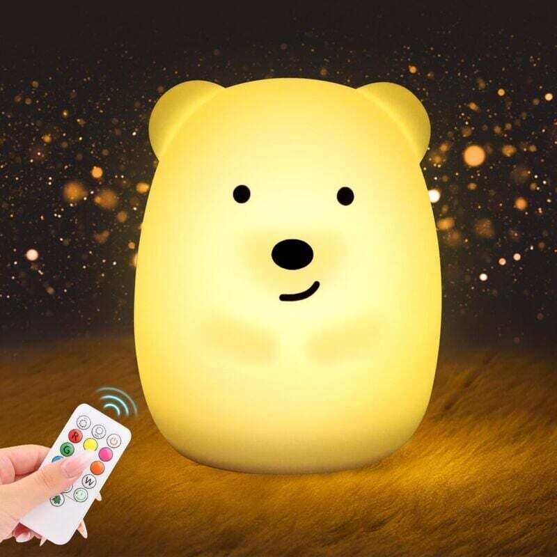 Luce Notturna A Forma Di Orsetto Kzq, Luce Notturna Per Bambini, Luce Notturna In Silicone, Luce Notturna A Led Ricaricabile, Con Funzione Timer, Telecomando, Luce Notturna Touch Per Regalo Nella Came