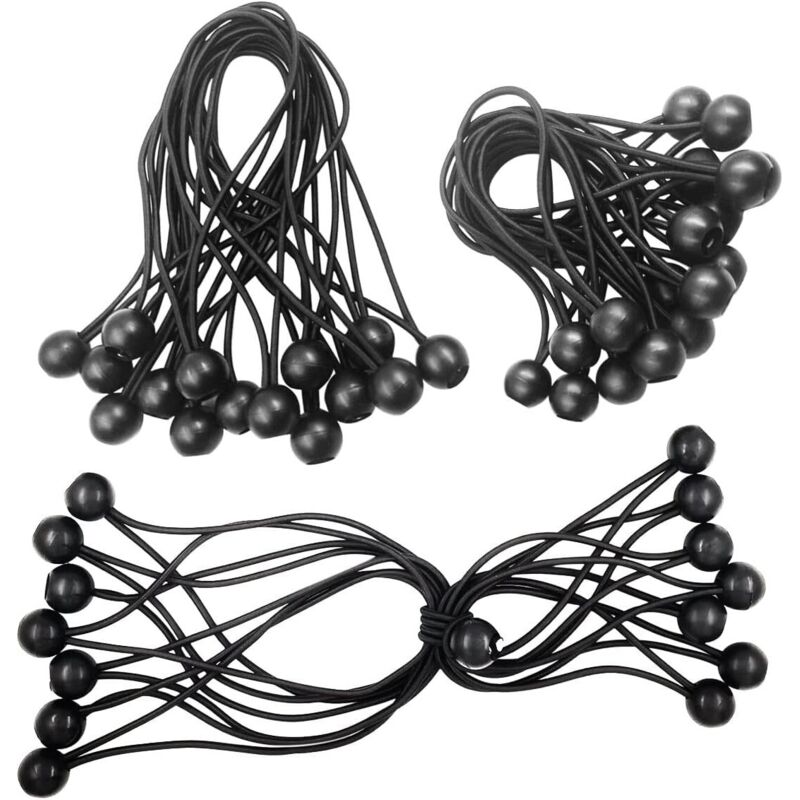[mai Usato]corda Elastica A Sfera, Corda Elastica Con Sfera, Corda Elastica Per Telone, 30 Pezzi Di Corda Elastica, Per Striscioni, Corda Elastica, Corda Elastica Per Telone Da Piscina Nera - 150 Mm E