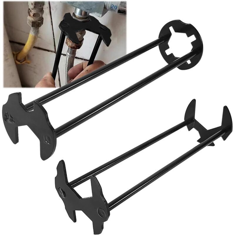 Set Di Chiavi Per Rubinetti Kzq Da 2 Pezzi, Chiave Regolabile In Metallo Di Alta Qualità, 7 Chiavi Comuni Per Dadi Del Rubinetto Del Lavandino, Chiave Per Rubinetti E Tubi.
