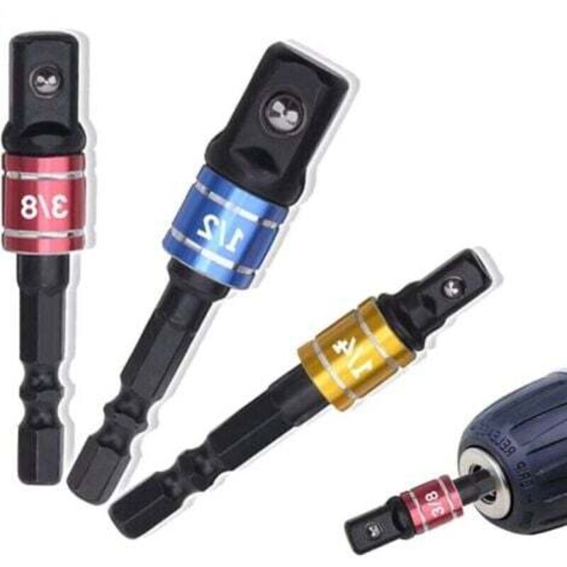 Adattatore Per Bussola Da 1/4" 3/8" 1/2" Porta Bussola Adattatore Per Avvitatore A Impulsi Porta Bussola Per Avvitatore A Impulsi Set Di Bussole Per Trapano Set Di Prolunghe Colorate