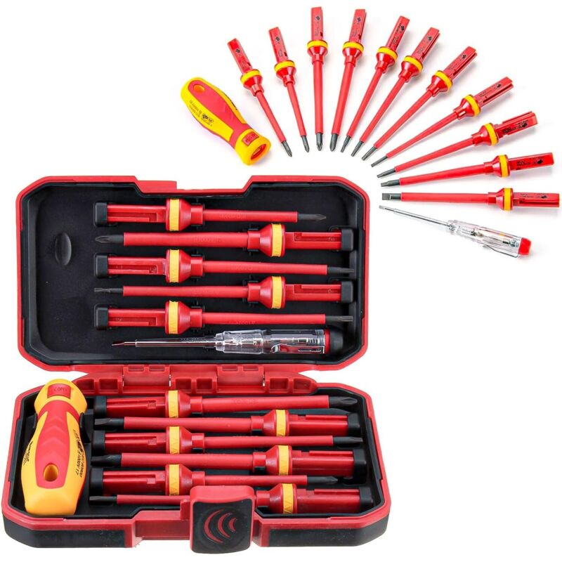 Set Di 13 Cacciaviti Isolati Vde, Set Di Cacciaviti Magnetici Per Elettricisti, Set Di Cacciaviti Torx Intercambiabili Con Tester Di Tensione, Utensili Per Riparazioni Manuali Durevoli