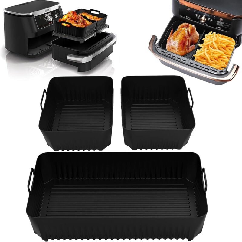 Stampo Per Friggitrice Ad Aria, 3 Accessori Per Friggitrice Ad Aria Ninja Air Fryer 10,4l Af500eu, Stampo In Silicone Per Friggitrice Ad Aria Ninja Foodi Flex 10,4l, Accessori Per Friggitrice Ad Aria