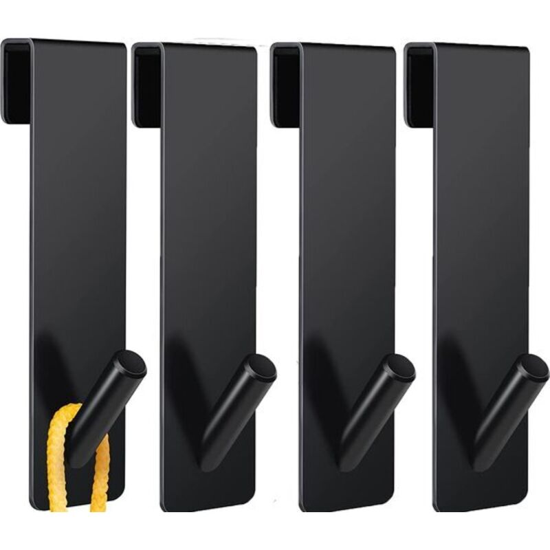 Ganci Per Doccia Senza Foratura - 4 Ganci Per Porta Del Box Doccia - Ganci Portasciugamani In Acciaio Inox - Ganci Per Doccia Con Protezione In Gomma Per Cabina Doccia - Bagno (17-8 Cm Nero)