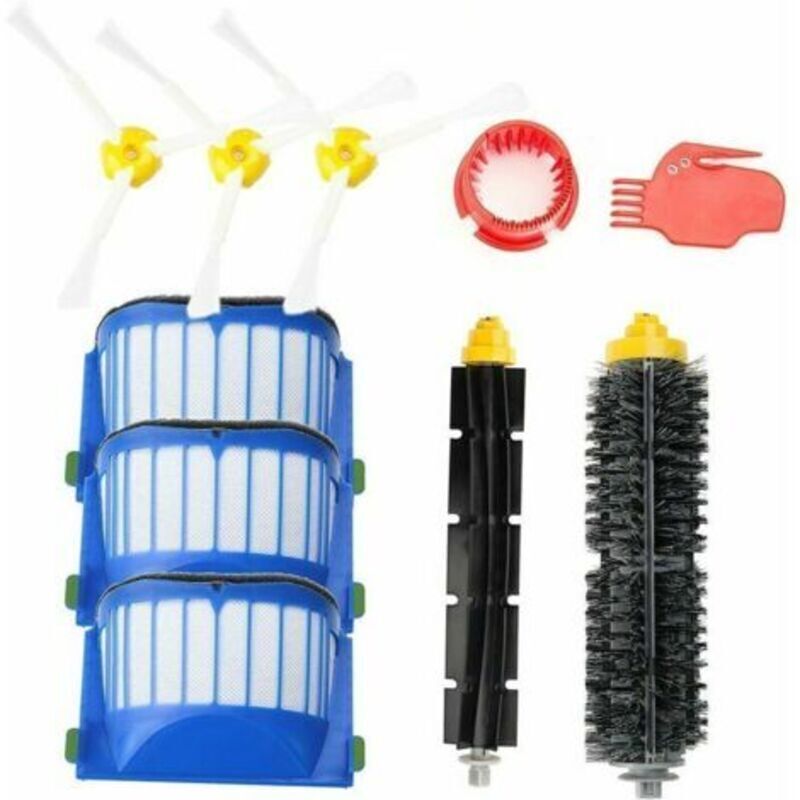 Accessorio Per Irobot Roomba Serie 600 Kit Di Manutenzione Con Spazzole E Filtri, Kit Di Ricarica Per Roomba Serie 600 605 610 612 615 620 630 645 650 660 670 675 680 681 695 696. Kit Da 10 Pezzi.