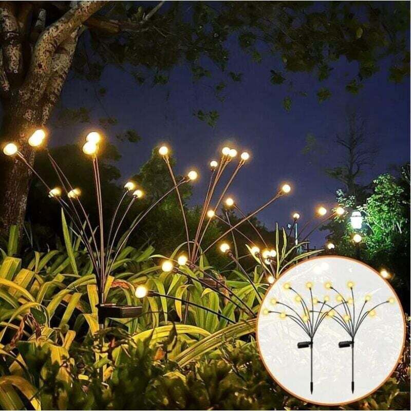 Confezione Da 2 Luci Solari Firefly Per Esterni, Luci Solari Firefly A Led Con Spina, Luci Solari Firefly, Luci Solari Per Esterni, Luci Solari Da Giardino - 10 Perline Led