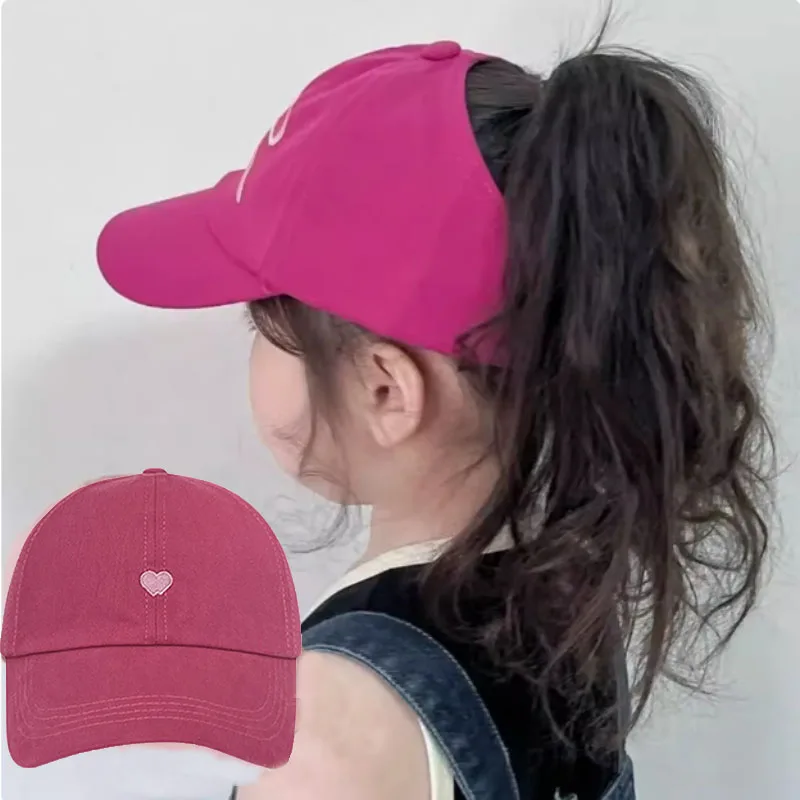 Baseball mütze Kinder Sommer mütze Krawatte hohe Pferdes chwanz Kinder Sonnenblende Hüte Baseball mütze leere Schwanz Stickerei lässig einfach Image