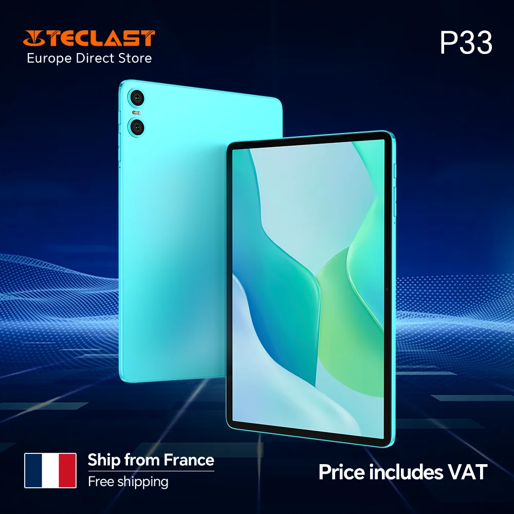 Teclast P33 Tablet 10,1 Zoll Android 15 Max 9GB RAM 64GB ROM 1TB Erweiterung Wi-Fi 6 Type-C 6000mAh Dual-Kamera Kopfhöreranschluss Image