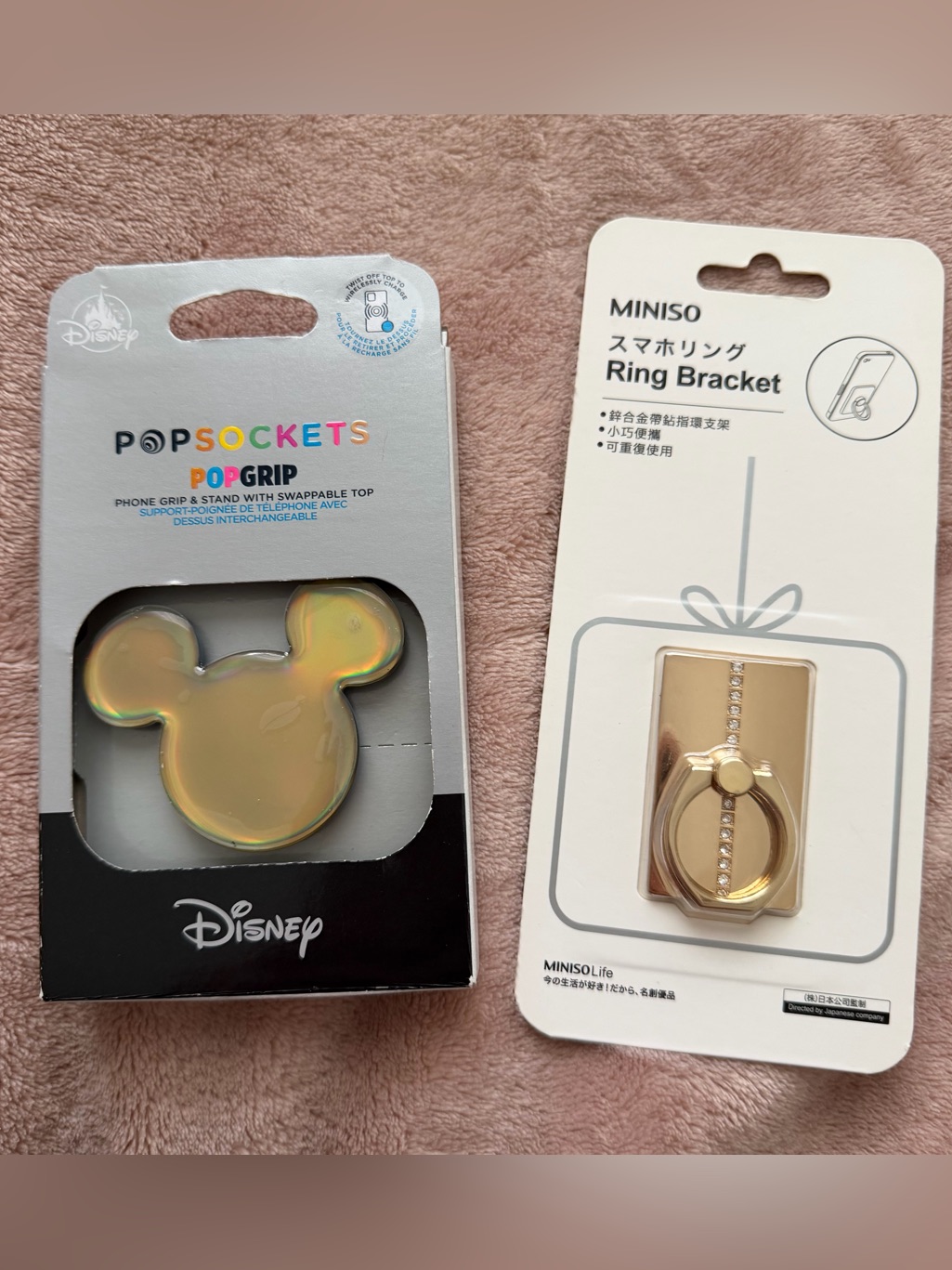 Disney Cell Phones & Accessories | Disney Popsocket And Miniso Ring Bracket For Cellphone | Color: Gold | Size: Os