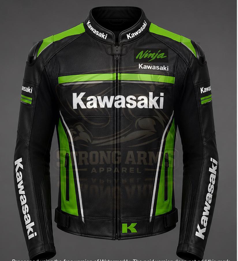 Giacca da moto in pelle Kawasaki Ninja, giacca da corsa con protezioni CE, abbigliamento da moto personalizzato in pelle bovina, giacca nera e verde p