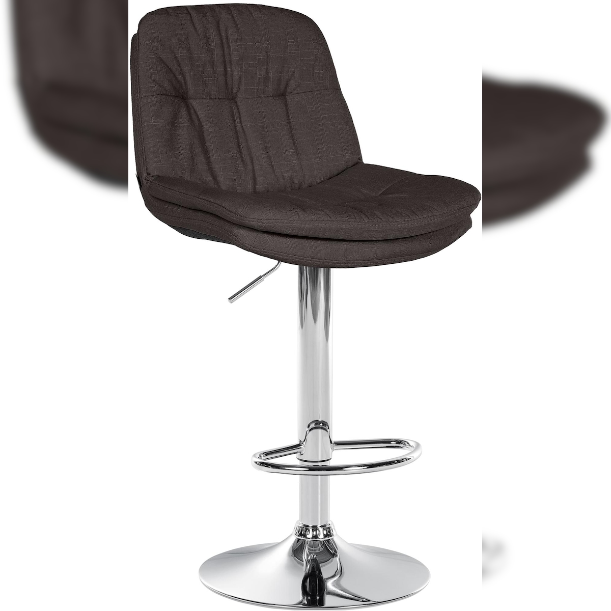 Décoshop26 - Hoher Barhocker x1 für Küche und Bar mit weichem dunkelgrauem Stoffsitz und verchromtem Metallgestell 10_0005699 Image