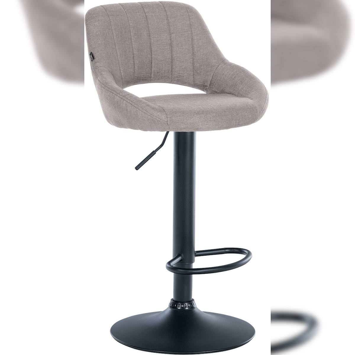 Décoshop26 - Höhenverstellbarer Barhocker x1 in grauem Stoff mit durchbrochener Rückenlehne und schwarzem Metallfuß 10_0005944 Image