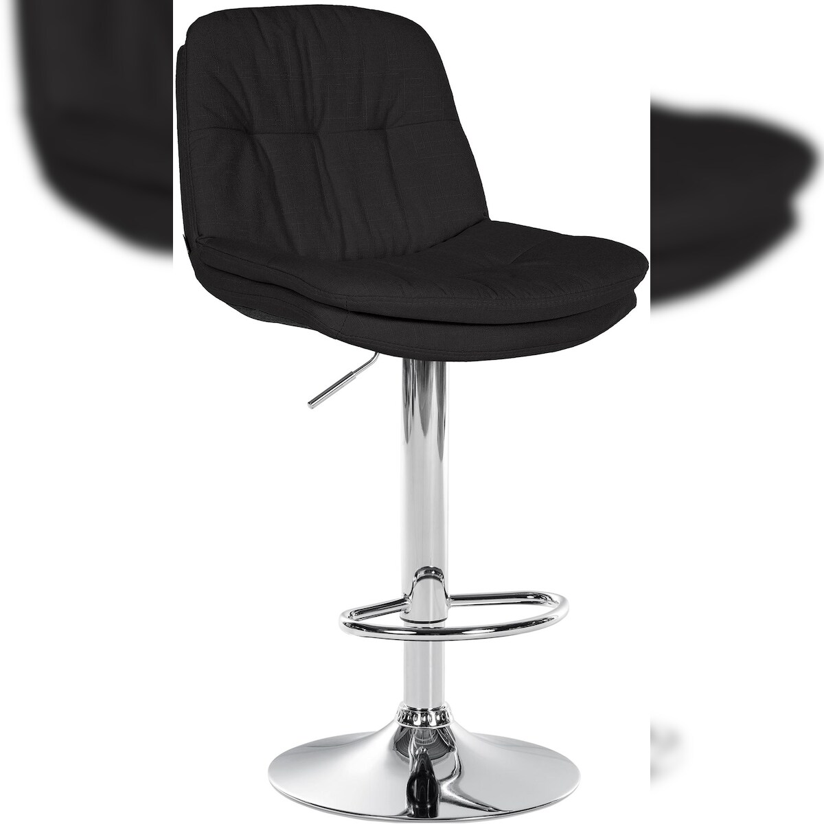 Décoshop26 - Hoher Hocker x1 für Küche und Bar mit weichem schwarzem Stoffsitz und verchromtem Metallgestell 10_0005984