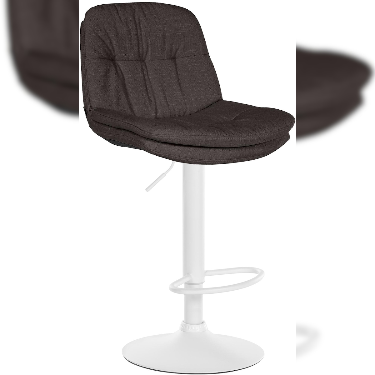 Décoshop26 - Hoher Hocker x1 für Küche und Bar mit weichem dunkelgrauem Stoffsitz und weißem Metallgestell 10_0005685