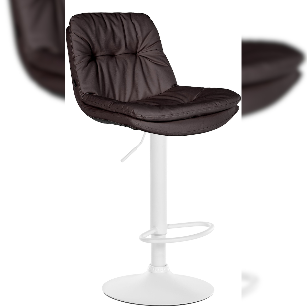 Décoshop26 - Hoher Barhocker x1 für Küche und Bar mit weichem Sitz in dunkelbraunem Kunstleder weißem Metallgestell 10_0005906 Image