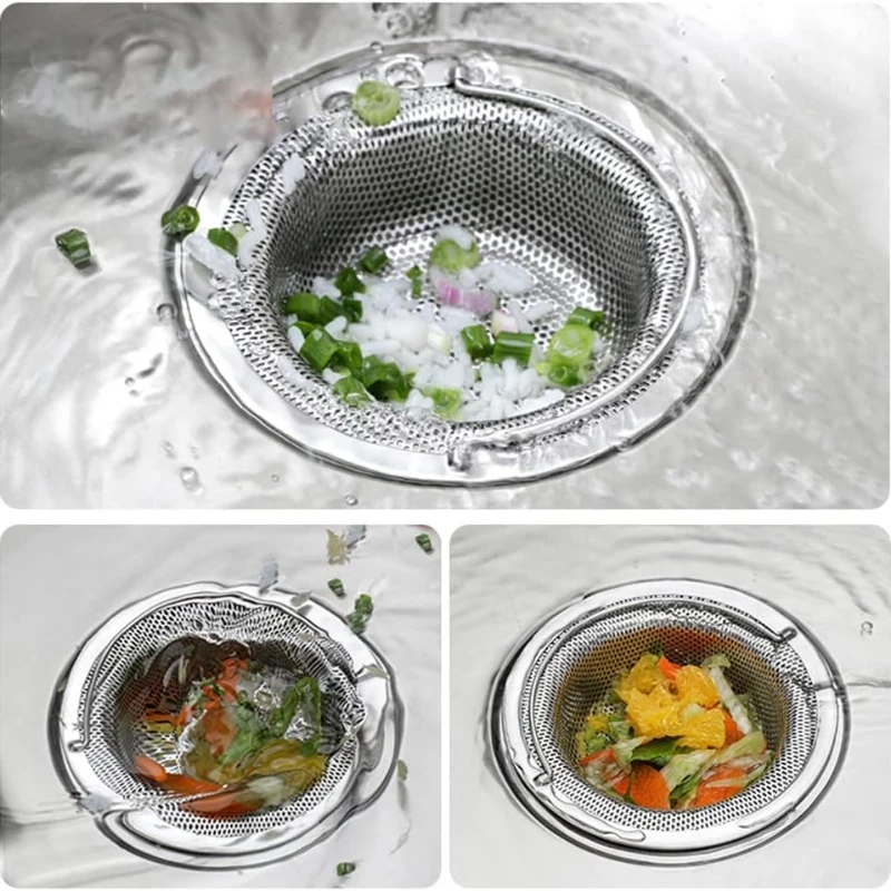 1pc Edelstahl Küche Waschbecken Sieb W/Griff Kommerziellen Restaurant Cafe Bar Spülmaschine Trichter Abfall Filter