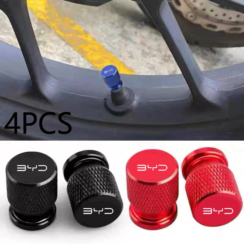 4 stücke Aluminium Auto Rad Reifen Ventil Kappe Abdeckungen Für BYD Atto 3 Act 3 Tang F3 E6 Dmi Yuan Song plus EV2022 2023 Auto Zubehör Image