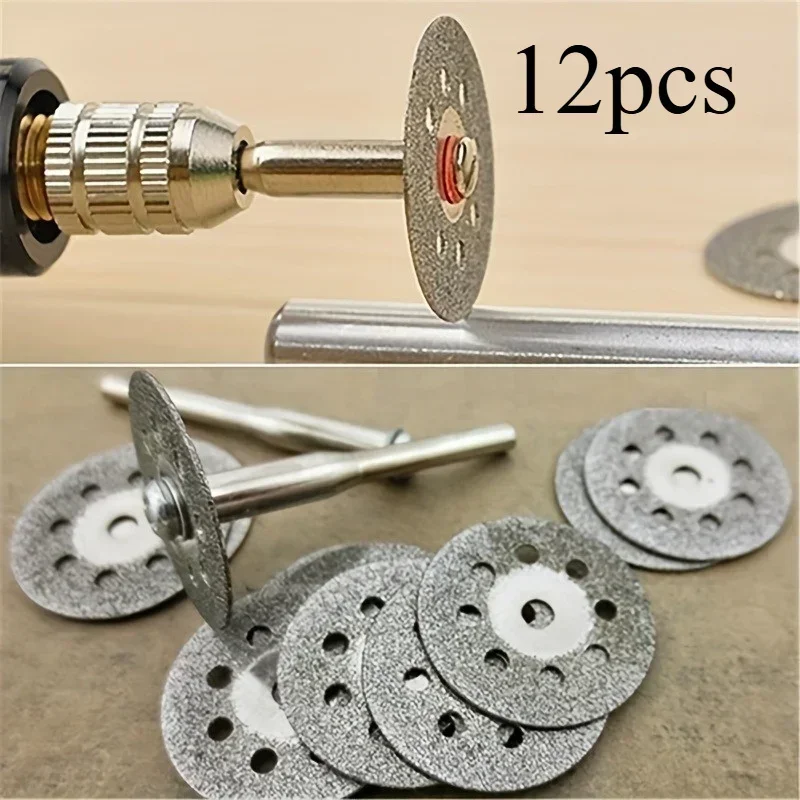 12 stücke 22mm Diamant Trennscheibe 3mm Schleifen Rad Dorn für Metall Schneiden Dreh Werkzeug Elektrische Grinder Teile 2030 Image