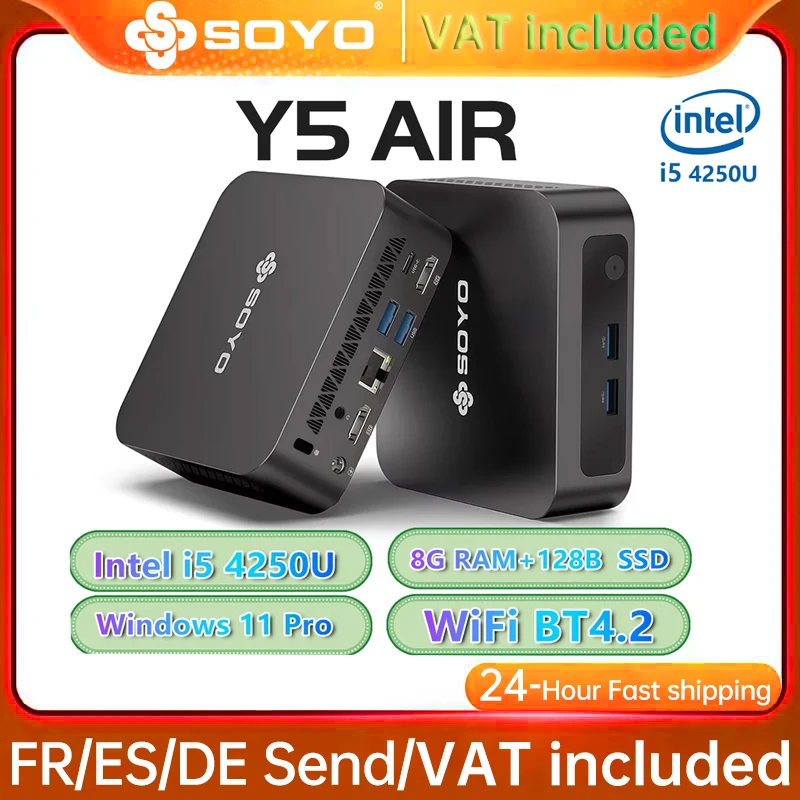 SOYO Mini-PC Y5 AIR Intel i5 4250U 8 GB ROM RAM 128 GB Windows 11 Pro WiFi BT4.2 Desktop-Computer Image