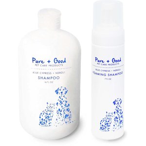 Pure + Good Blue Cypress Shampoo & Blue Cypress Foaming Dog & Cat Shampoo Set