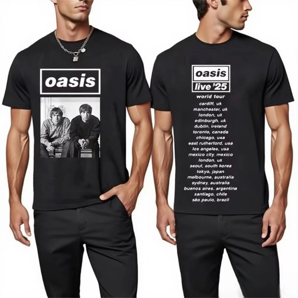 Britische Rock-Garantie O-Oasis Live 25 Tour 2026 Neues T-Shirt Herren Hip-Hop Gothic Kurzarm-T-Shirt Damen Punk-Trend-Kleidung T-Shirts