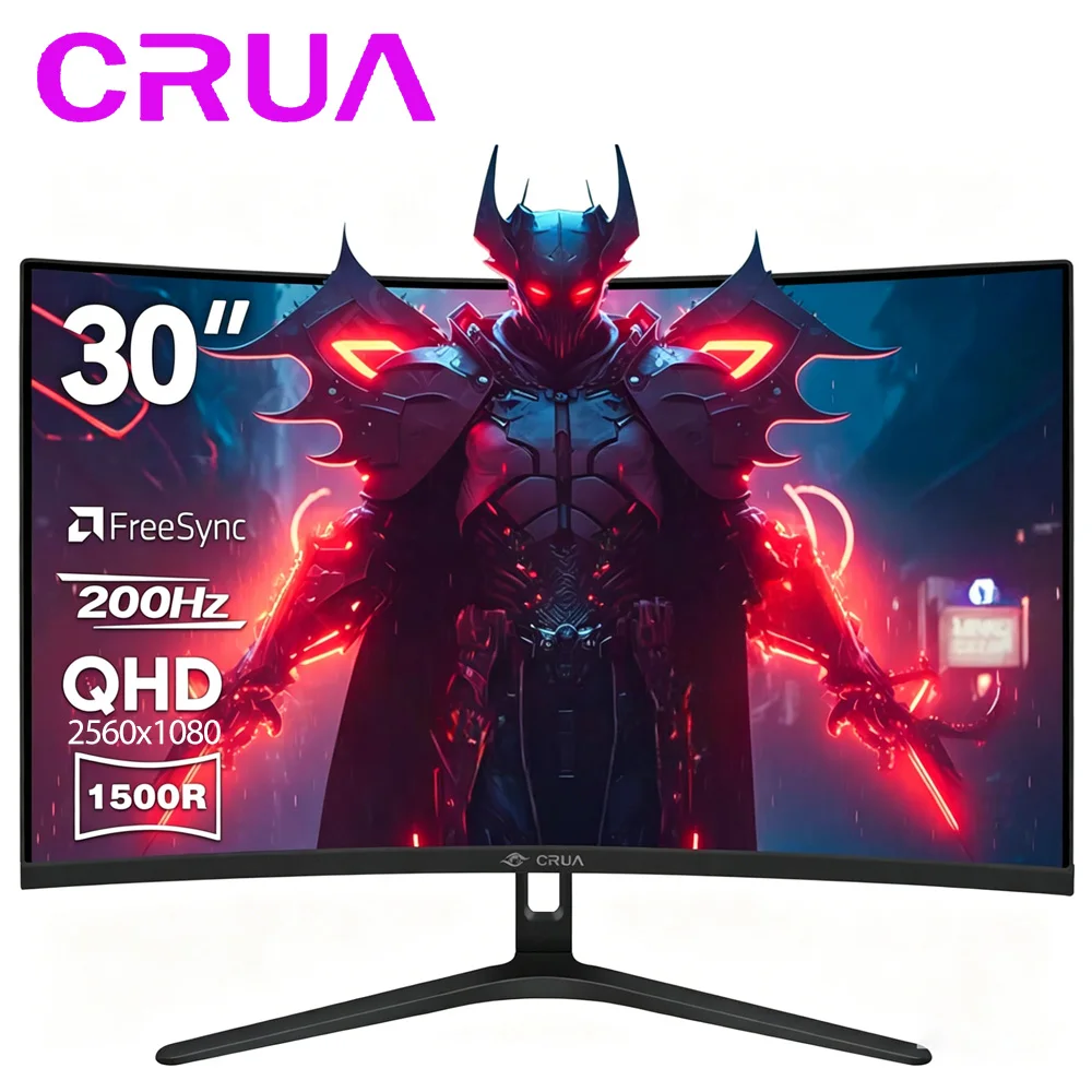 Moniteur de jeu incurvé CRUA 30 pouces, moniteur d