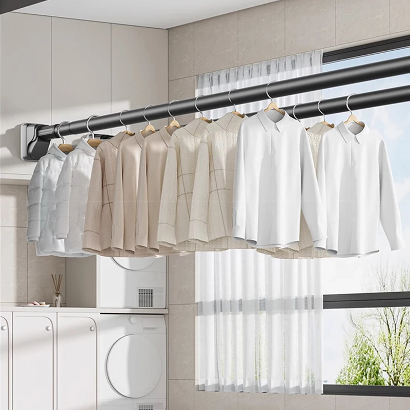 Verstellbare Gardinenstange, 40-500cm Extra Lange Stützstange, Ausziehbare Duschvorhangstange, Balkon-Wäschestange
