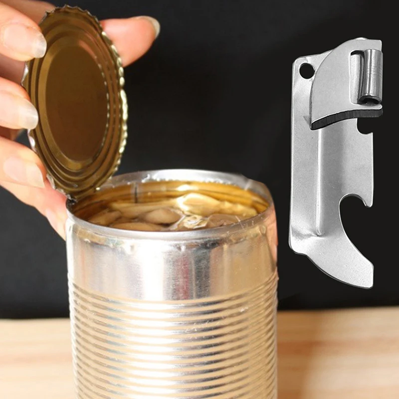 Faltbarer 2-in-1-Öffner aus poliertem Edelstahl mit Multifunktions-Dosenöffner von Utili-Key, Mini-Öffner, Küchenzubehör Image