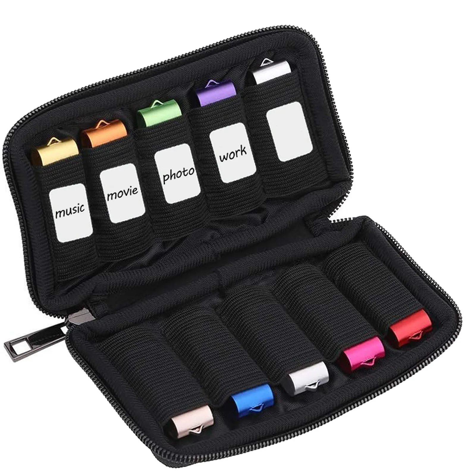 Flash-Laufwerk-Hülle, USB-Halter, Organizer, tragbar, staubdicht, Zubehör-Aufbewahrungstasche für USB-Stick, SD-Karte, Kabel, stoßfest Image