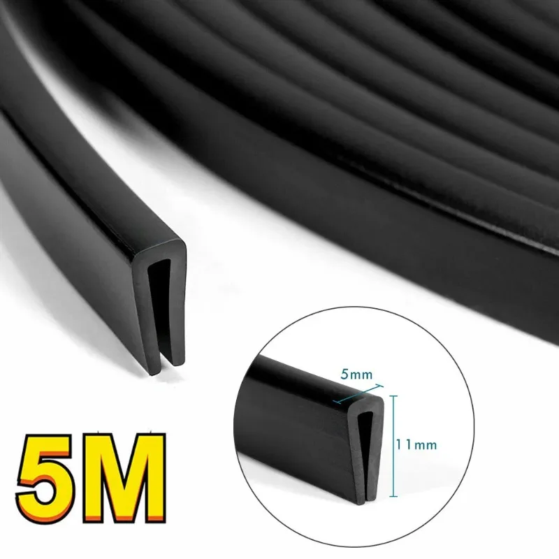 1 Stück 5M Gummi-Kantenschutzstreifen 5mmx11mm Türkantenschutzstreifen Dekoration U-förmige Gummi-Schutzdichtungsstreifen Image
