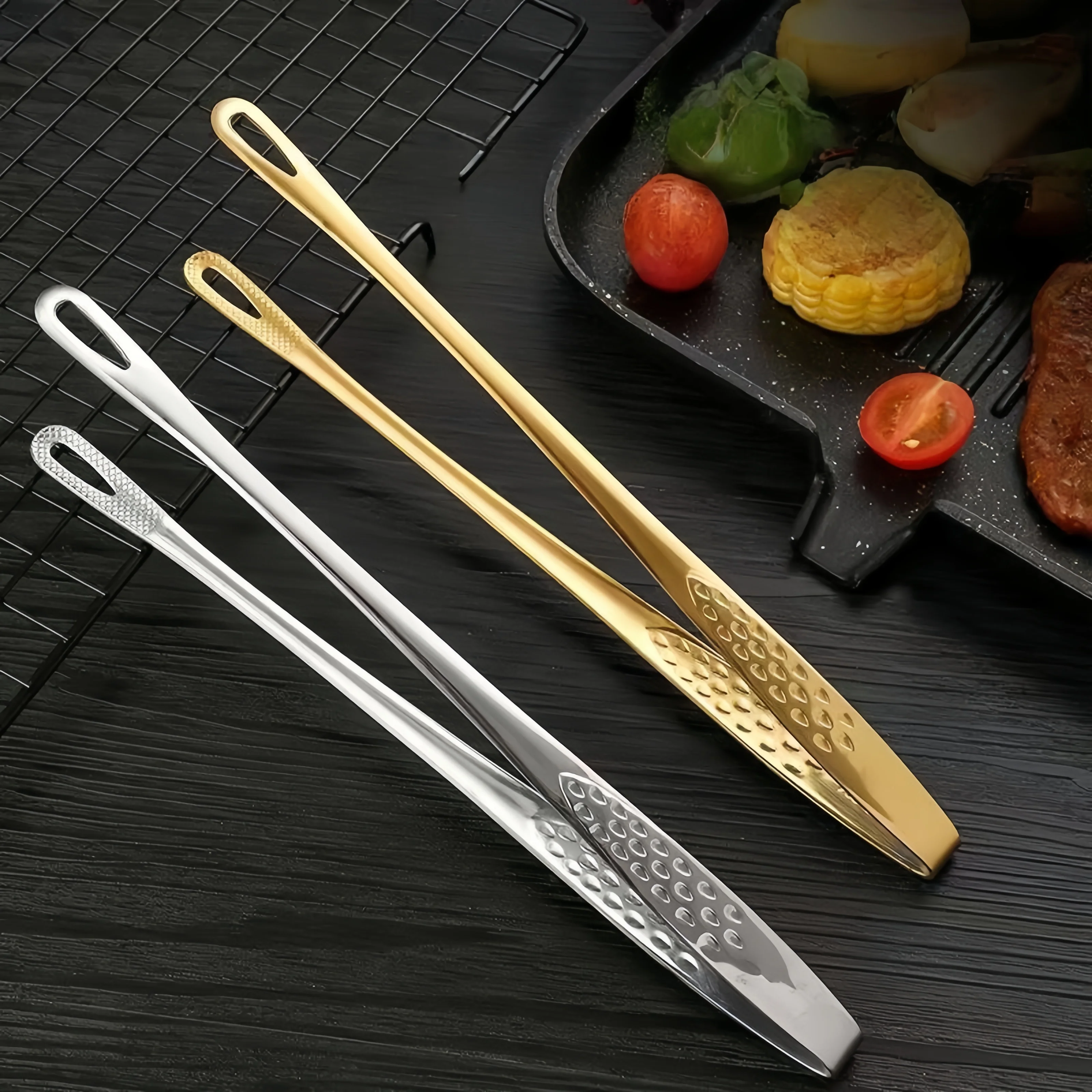 Verlängerte Grillzange aus 304 Edelstahl für Lebensmittel, Steak, Gebratenen Fisch, Buffet-Zange Image