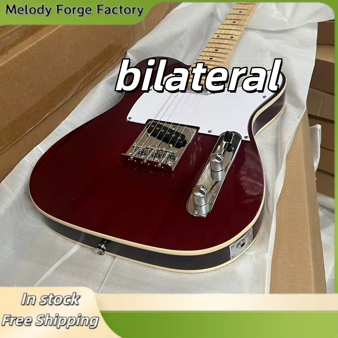Weinrote Doppelbindung Chrom-Hardware TLE E-Gitarre Ahorn-Griffbrett Mahagoni-Korpus 22 Töne 6-Saiter Image